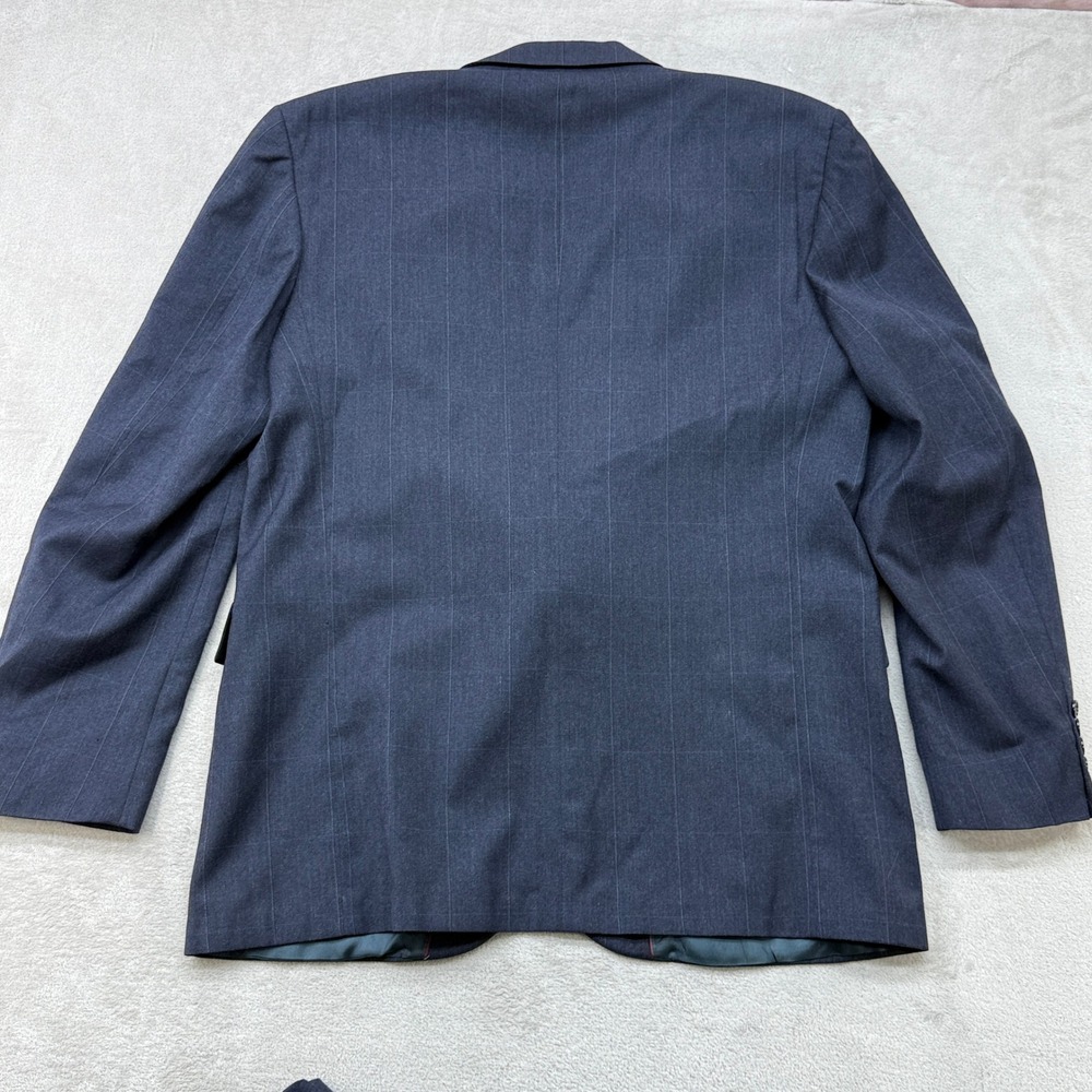 Evan-Picone Suit Mens 44L Navy Blue Pinstripe Wool 2-Piece Blazer Trousers USA - Picture 5 of 16